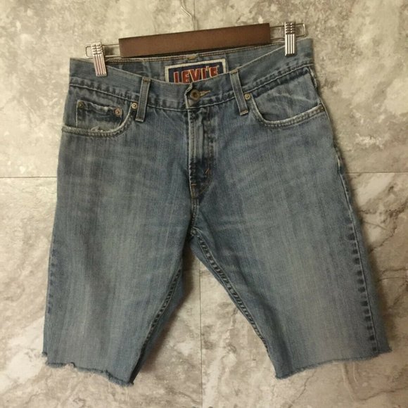 LEVI'S 527 Low Bootcut Mens Cut Off Jean Shorts - Picture 1 of 8